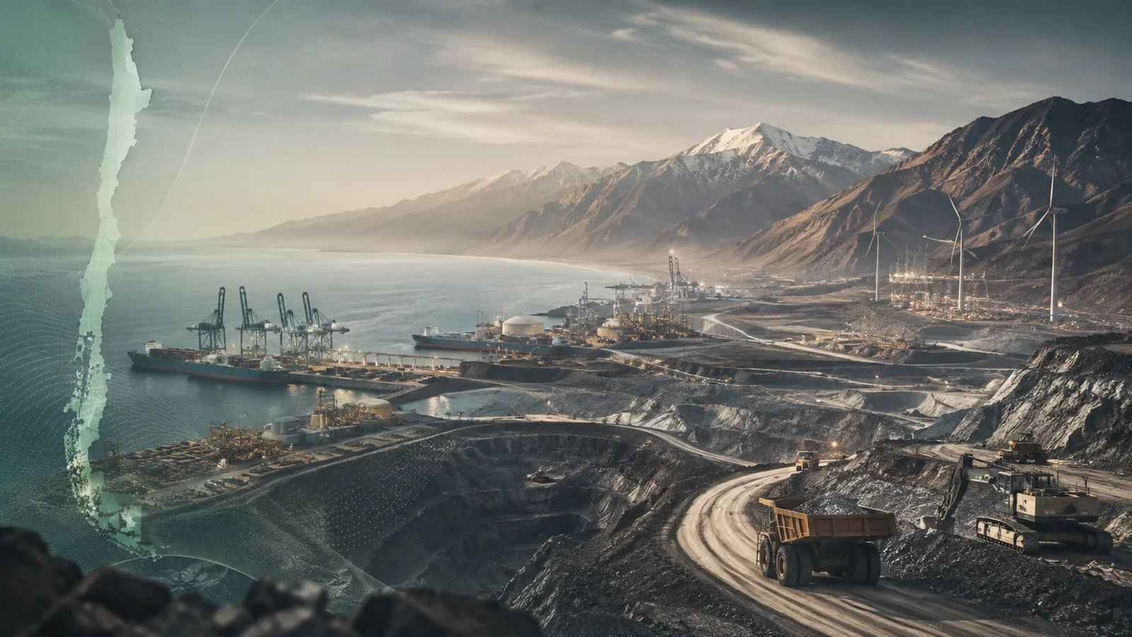 Marktanalyse Chile mit Bergbau, Hafen, Energie und Industrie in den Anden