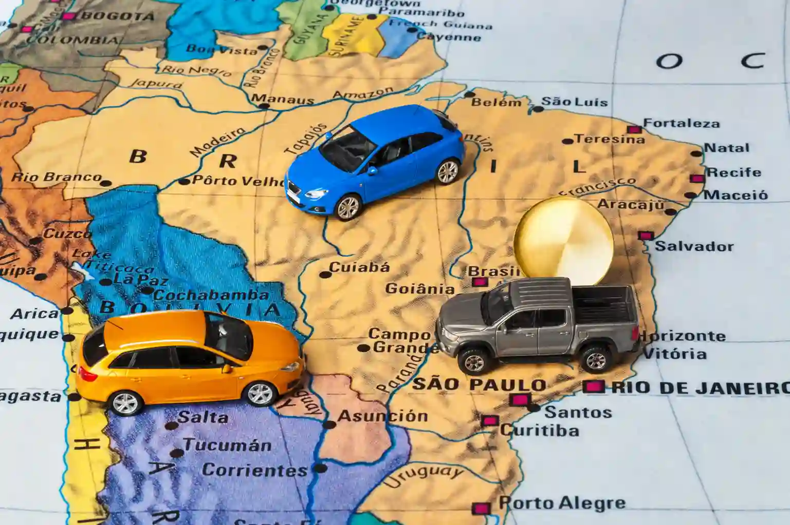 South America car market showing Europe, the United States and China as competing automotive corridors