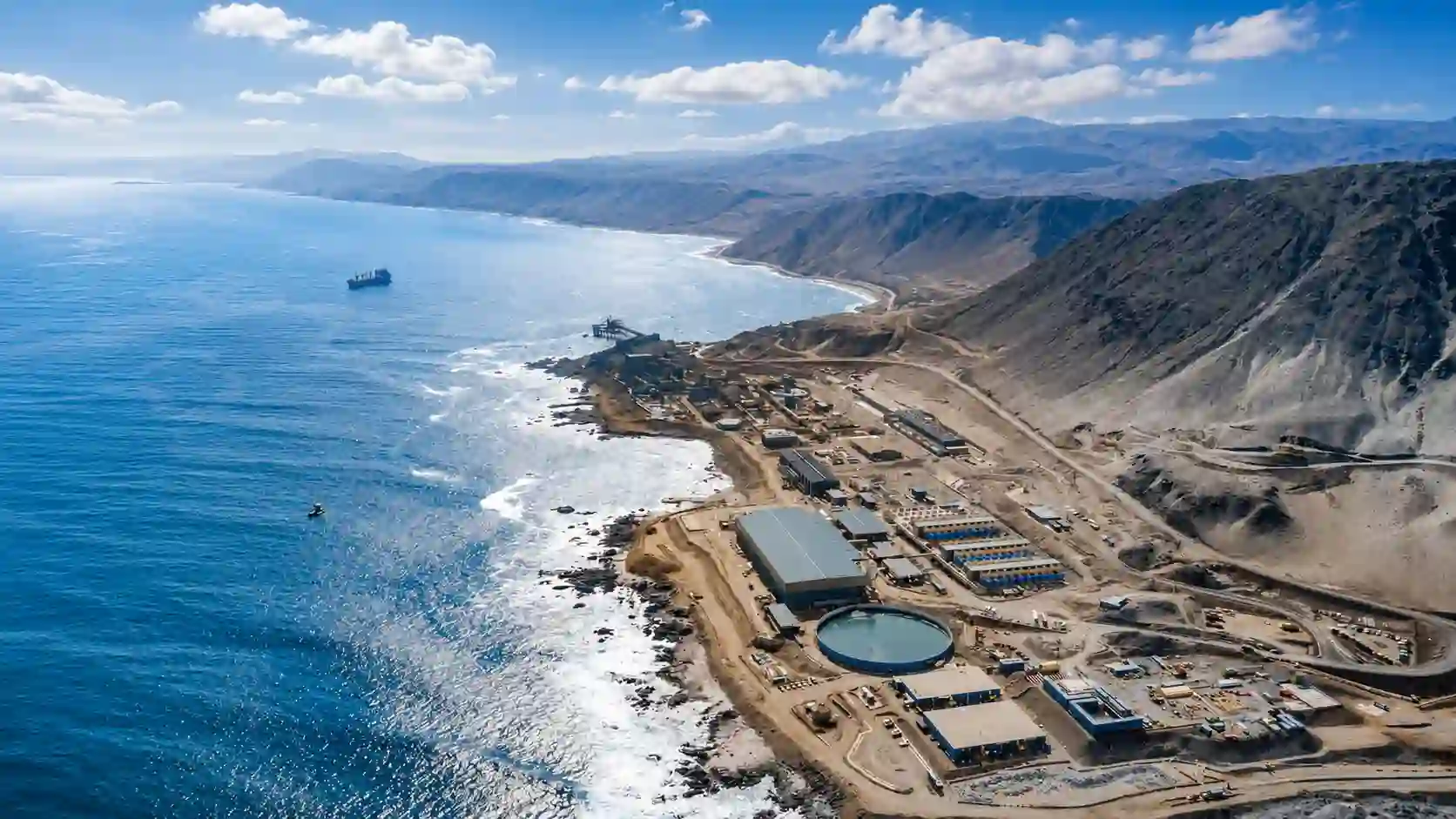 Escondida desalination plant Chile seawater mining infrastructure